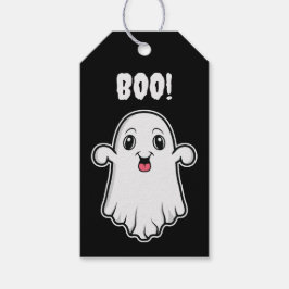 Schattige Cartoon Geesten Gelukkig Halloween Zwart Cadeaulabel