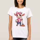 Schattige Cartoon Geit Met Bow En Broom T-shirt (Voorkant)