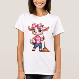 Schattige Cartoon Geit Met Bow En Broom T-shirt