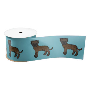 Schattige Cartoon Gestreepte Bullmastiff Honden Satijnen Lint