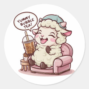 Schattige Cartoon: Gezellig, Kawaii Vibes Ronde Sticker