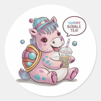 Schattige Cartoon: Gezellig, Kawaii Vibes Ronde Sticker