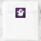 Schattige Cartoon Ghost in Spooky Halloween Vierkante Sticker (Tas)