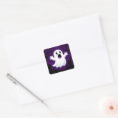 Schattige Cartoon Ghost in Spooky Halloween Vierkante Sticker (Envelop)