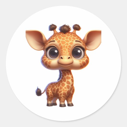 Schattige Cartoon Giraffe Graphic - Schattigee Saf Ronde Sticker (Voorkant)