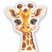 Schattige Cartoon Giraffe Lachend Sticker (Voorkant)