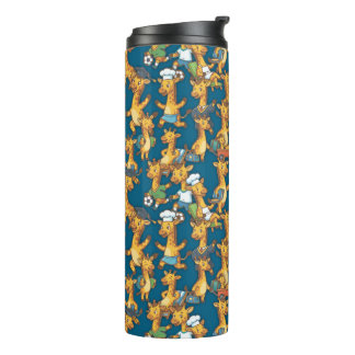 Schattige Cartoon Giraffe Rollen Naadloos Patroon Thermosbeker