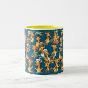 Schattige Cartoon Giraffe Rollen Naadloos Patroon  Tweekleurige Koffiemok