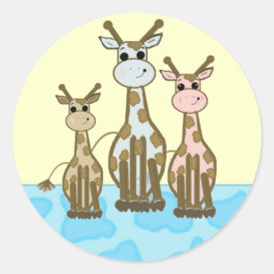 Schattige cartoon giraffenfamilie ronde sticker