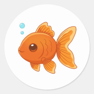 Schattige Cartoon Goudvis op Witte Achtergrond Ronde Sticker