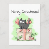 Schattige Cartoon grijs kitten vrolijk kerstfeest Briefkaart (Voorkant)