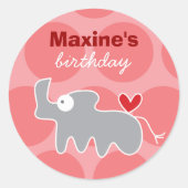 Schattige Cartoon grijs neushoorn Kind verjaardags Ronde Sticker (Voorkant)