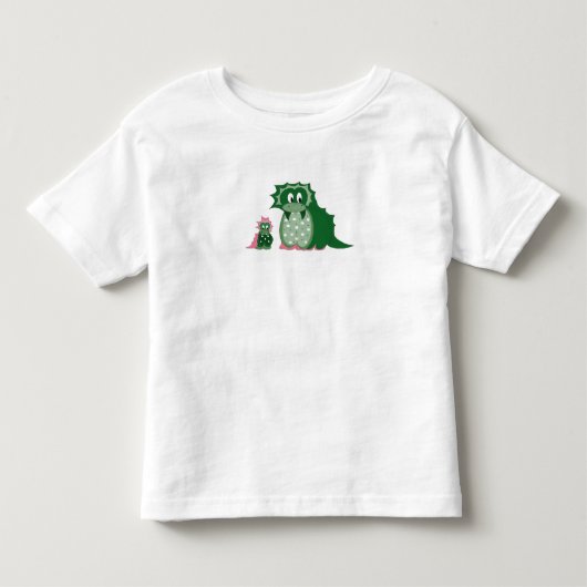 Schattige Cartoon Groene Draken Kinder Shirts (Voorkant)