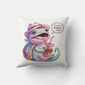 Schattige Cartoon hagedis: Gezellig, Kawaii Vibes Kussen (Achterkant)