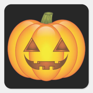 Schattige Cartoon Halloween Jack O’Lantern Pompoen Vierkante Sticker