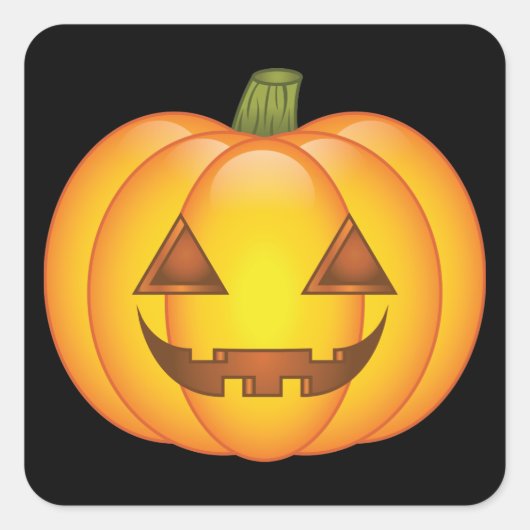 Schattige Cartoon Halloween Jack O’Lantern Pompoen Vierkante Sticker (Voorkant)