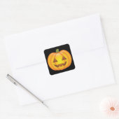 Schattige Cartoon Halloween Jack O’Lantern Pompoen Vierkante Sticker (Envelop)