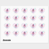 Schattige Cartoon Hart Eenhoorn Cupcake Sticker (Vel)