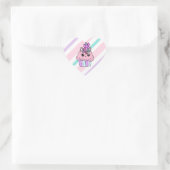 Schattige Cartoon Hart Eenhoorn Cupcake Sticker (Tas)