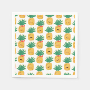 Schattige Cartoon Hawaï Ananas Luau Verjaardag Servet