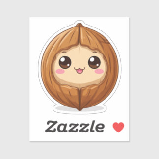 Schattige Cartoon Hazelnoot Mascotte Sticker