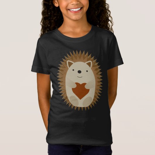 Schattige Cartoon Hedégel Holding a Heart T-shirt (Voorkant)