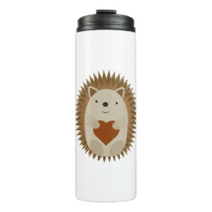 Schattige Cartoon Hedégel Holding a Heart Thermosbeker