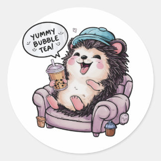 Schattige Cartoon Hedgehog: Gezellig, Kawaii Vibes Ronde Sticker