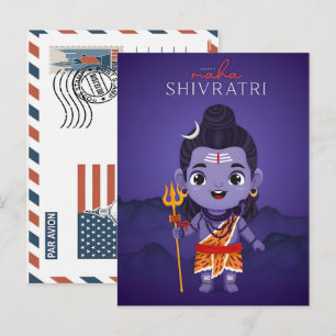 Schattige cartoon heer Shiva voor maha Shivratri-v Feestdagenkaart