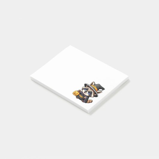Schattige cartoon heksenwasbeer post-it® notes (Schuin)