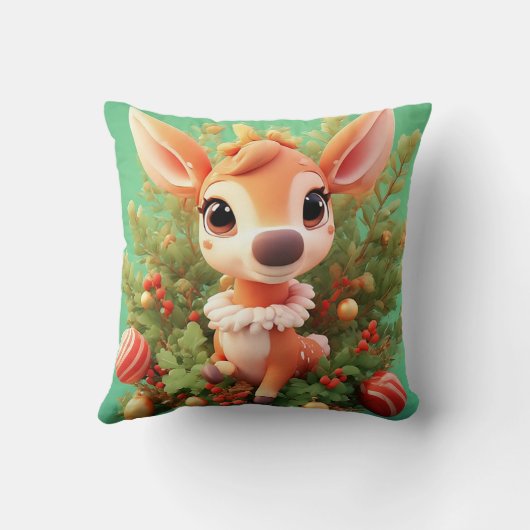Schattige Cartoon herten in een feestelijke kerst Kussen (Achterkant)
