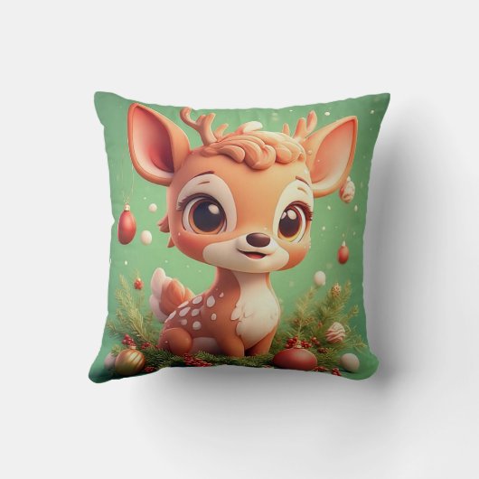 Schattige Cartoon herten in een feestelijke kerst Kussen (Achterkant)