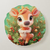 Schattige Cartoon herten in een feestelijke kerst Rond Kussen (Achterkant)