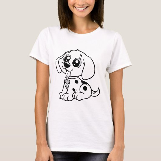 Schattige Cartoon Hond Dames T-shirt (Voorkant)