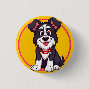 Schattige Cartoon Hond Die Vrolijk Lacht Ronde Button 3,2 Cm