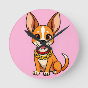 Schattige Cartoon Hond die Vrolijk Lacht Ronde Klok