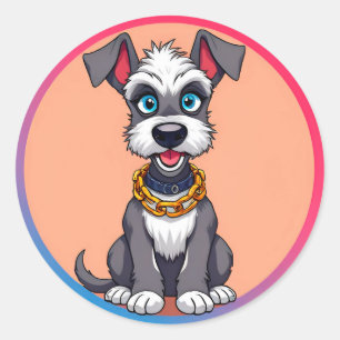Schattige Cartoon Hond Die Vrolijk Lacht Ronde Sticker