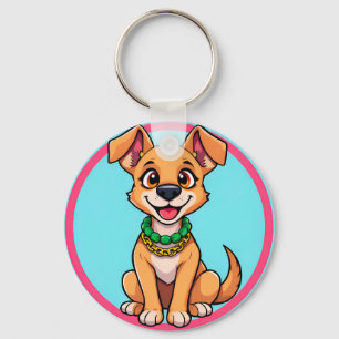 Schattige Cartoon Hond Die Vrolijk Lacht Sleutelhanger