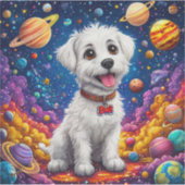 Schattige cartoon hond in de ruimte sticker (Voorkant)