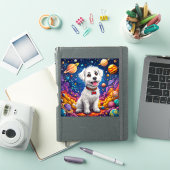 Schattige cartoon hond in de ruimte sticker (iPad Cover)