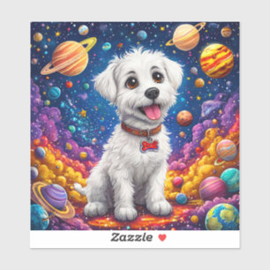 Schattige cartoon hond in de ruimte sticker