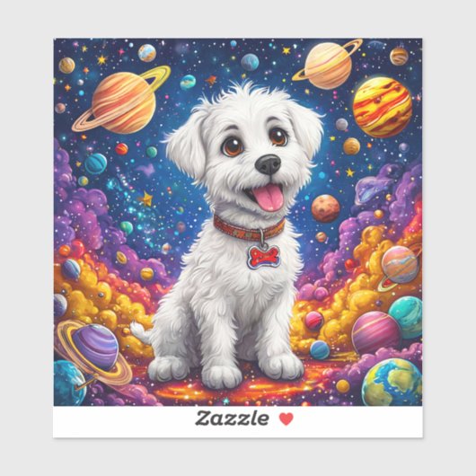 Schattige cartoon hond in de ruimte sticker (Vel)