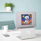 Schattige cartoon hond in de ruimte sticker (Laptop op bureau)