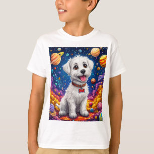 Schattige cartoon hond in de ruimte t-shirt