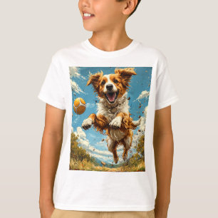 Schattige Cartoon Hond met bal Speelse Hond Liefhe T-shirt
