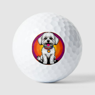 Schattige Cartoon Hond met een Ketting Golfballen