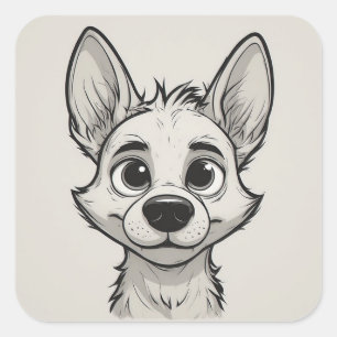 Schattige Cartoon Hond Met Grote Ogen Puppy Portre Vierkante Sticker