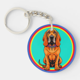 Schattige Cartoon Hond met Halsband Sleutelhanger