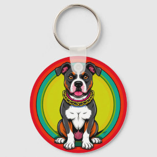 Schattige Cartoon Hond met Halsband Sleutelhanger