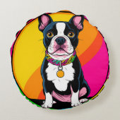 Schattige Cartoon Hond Rond Kussen (Achterkant)